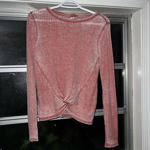 pink long sleeve shirt